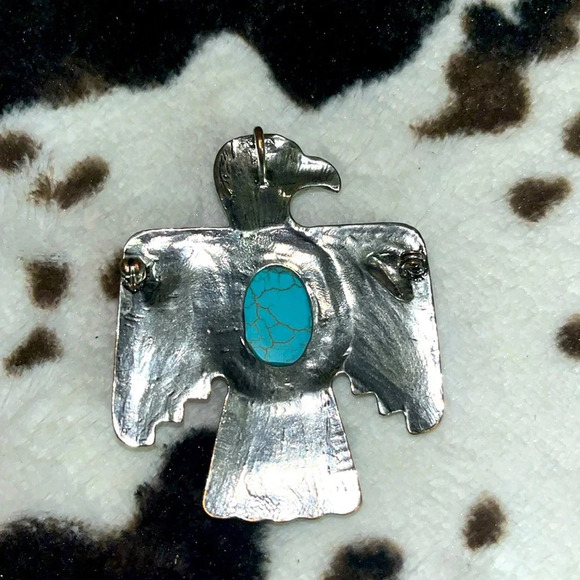 🚨‼️WESTERN SILVER & TURQUOISE THUNDERBIRD PENDANT‼️🚨 - Picture 3 of 4